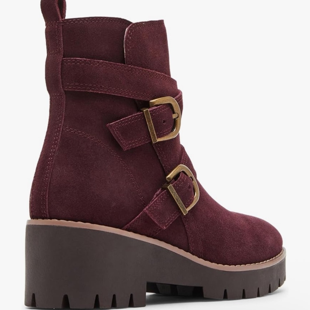 Blondo Wine Suede Buckle Ankle Boots - Picture 3 of 15